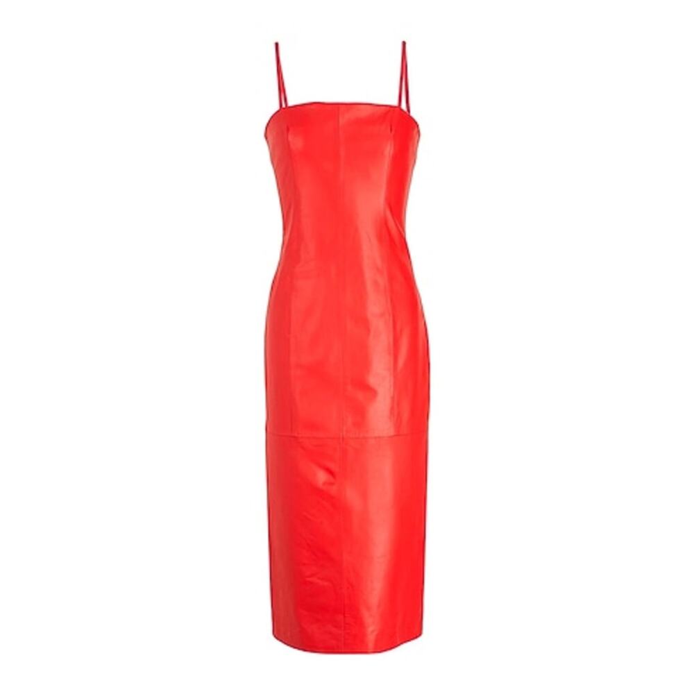 8 By Yoox Red Lambskin Dress Size 8